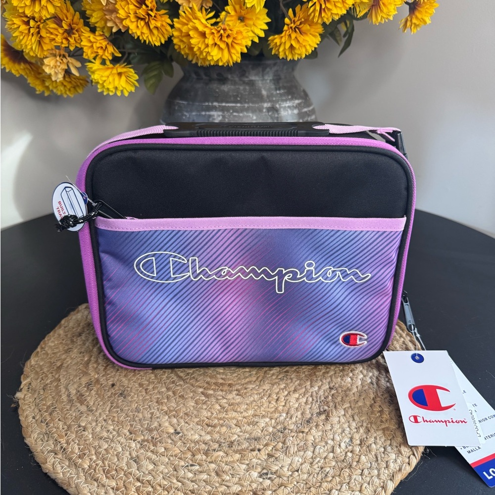 Champion Black and Purple Lunch Box with Hard Shell Interior